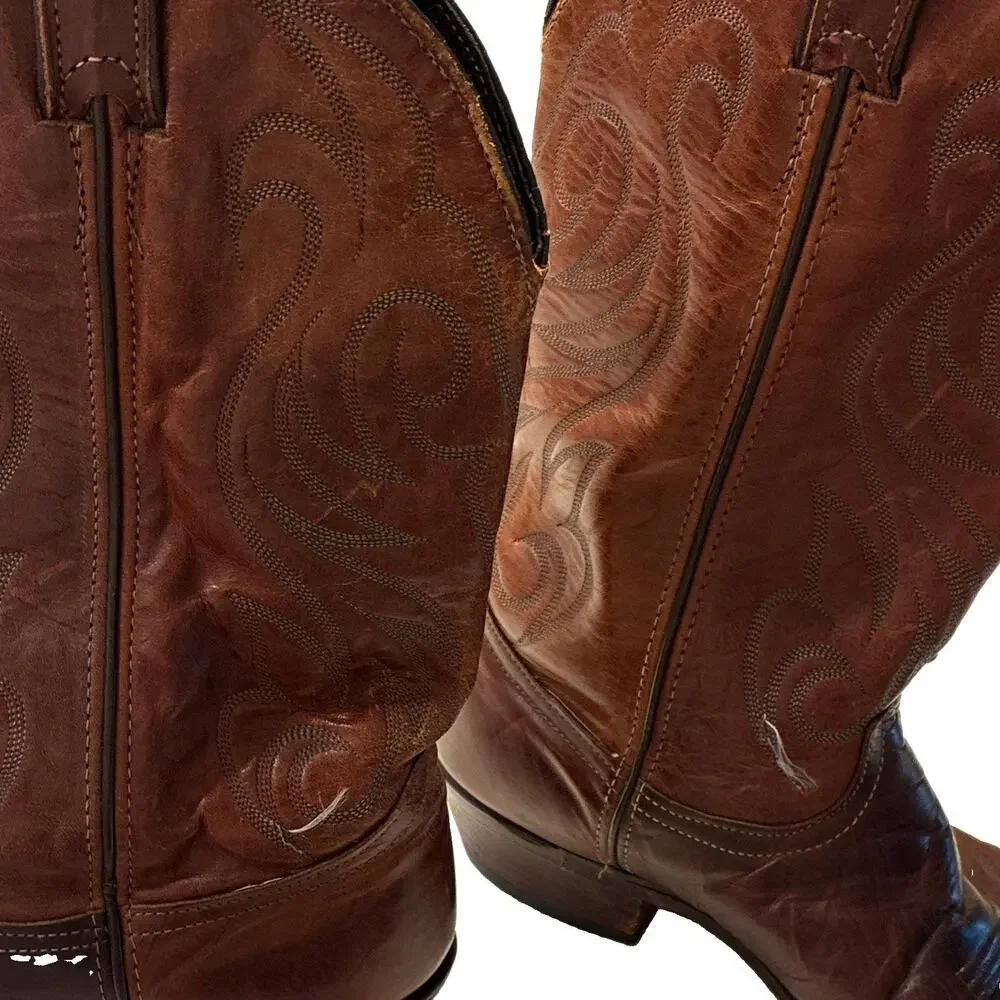 Vintage Code West Mens Brown Leather Western Cowboy Boots US Size 11